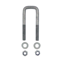 U-Bolt 45mm (1 3/4") Wide SQUARE x 150mm (6") Long 16mm Dia. with Flat Washers Nyloc Nuts Galvanised