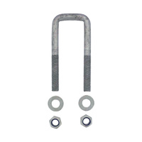 U-Bolt 50mm (2") Wide SQUARE x 150mm (6") Long 16mm Dia. with Flat Washers Nyloc Nuts Galvanised